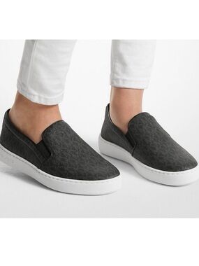 Michael Kors Keaton Slip On Sneakers Shoes MK Signature Black Size 11 With Box